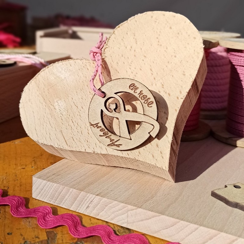 Médaillon en bois Ambert en Rose
